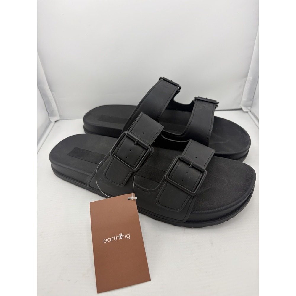 NWT Earthing Mens 12 Aspen Slides Black Grounding By Clint Ober Conductive